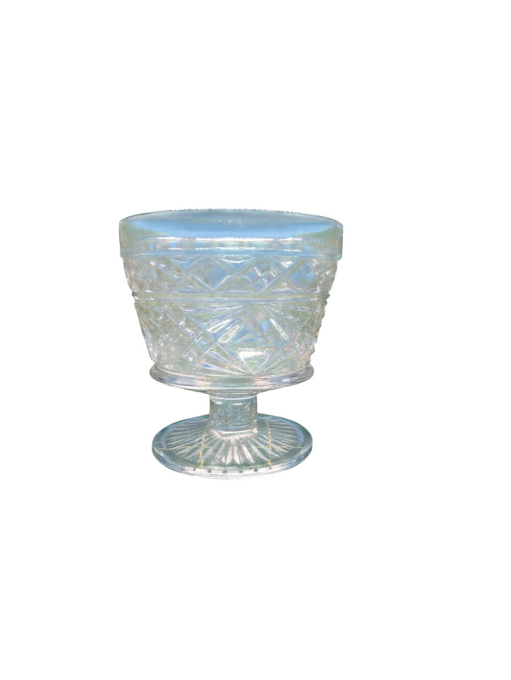 Clear Glass Sundae Dish Geometric Pedestal Dessert Cup Bowl